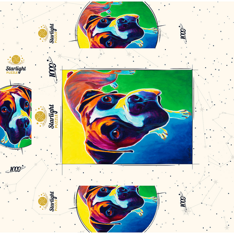 Colorful Boxer Dog Portrait in Bold Pop Art Style 1000 Jigsaw Puzzle box 3D Modell