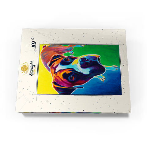 Colorful Boxer Dog Portrait in Bold Pop Art Style 100 Jigsaw Puzzle box view3