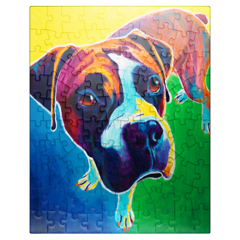 puzzleplate Colorful Boxer Dog Portrait in Bold Pop Art Style 100 Jigsaw Puzzle