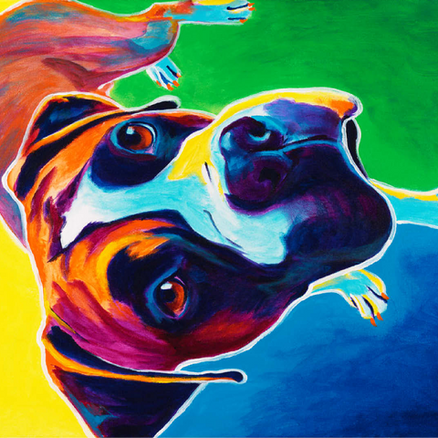 Colorful Boxer Dog Portrait in Bold Pop Art Style 100 Jigsaw Puzzle 3D Modell