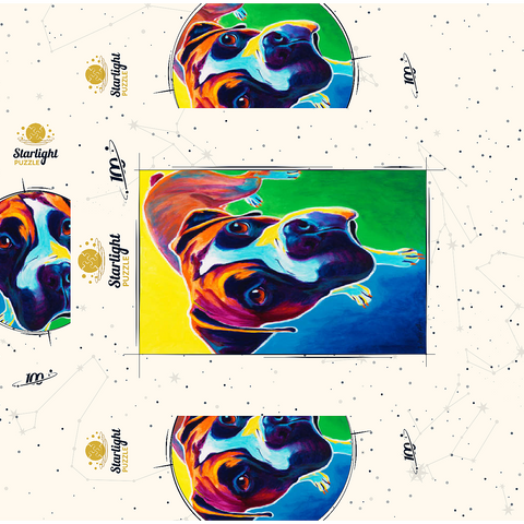 Colorful Boxer Dog Portrait in Bold Pop Art Style 100 Jigsaw Puzzle box 3D Modell