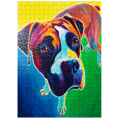 puzzleplate Colorful Boxer Dog Portrait in Bold Pop Art Style 500 Jigsaw Puzzle