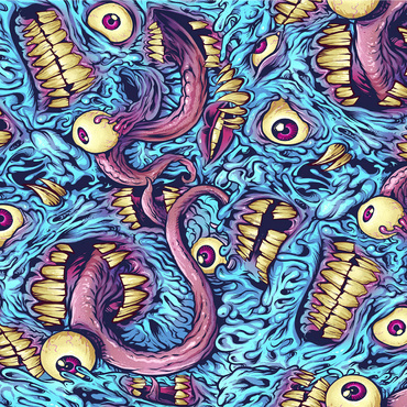 Surreal Monster Faces with Tentacles 1000 Jigsaw Puzzle 3D Modell