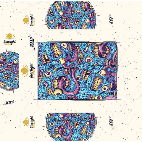 Surreal Monster Faces with Tentacles 1000 Jigsaw Puzzle box 3D Modell