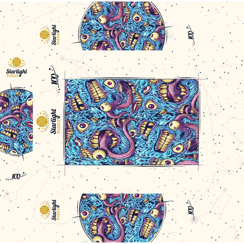 Surreal Monster Faces with Tentacles 100 Jigsaw Puzzle box 3D Modell