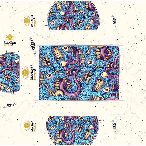 Surreal Monster Faces with Tentacles 500 Jigsaw Puzzle box 3D Modell