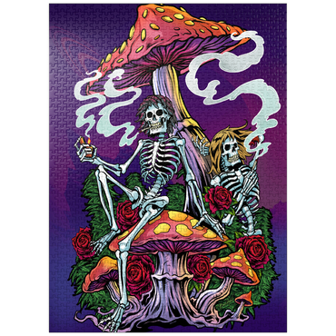 puzzleplate Psychedelic Skeletons with Mushrooms and Roses 1000 Jigsaw Puzzle