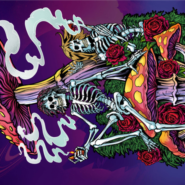 Psychedelic Skeletons with Mushrooms and Roses 1000 Jigsaw Puzzle 3D Modell