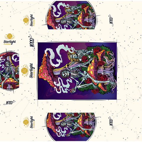 Psychedelic Skeletons with Mushrooms and Roses 1000 Jigsaw Puzzle box 3D Modell
