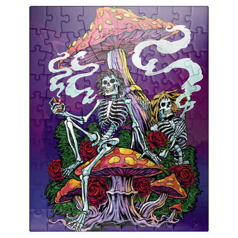 puzzleplate Psychedelic Skeletons with Mushrooms and Roses 100 Jigsaw Puzzle