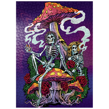 puzzleplate Psychedelic Skeletons with Mushrooms and Roses 500 Jigsaw Puzzle