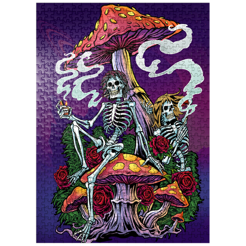 puzzleplate Psychedelic Skeletons with Mushrooms and Roses 500 Jigsaw Puzzle