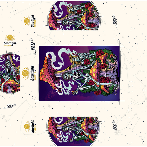 Psychedelic Skeletons with Mushrooms and Roses 500 Jigsaw Puzzle box 3D Modell
