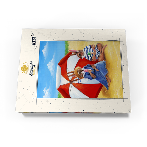 Beach Bunnies - Vintage-Inspired Animal Illustration 1000 Jigsaw Puzzle box view3