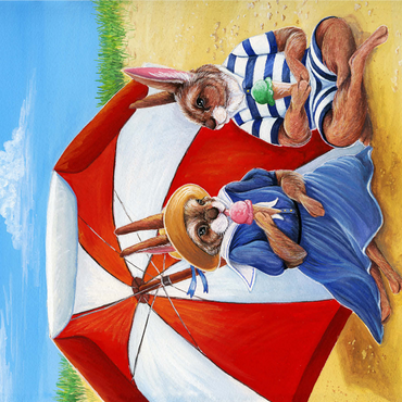 Beach Bunnies - Vintage-Inspired Animal Illustration 1000 Jigsaw Puzzle 3D Modell