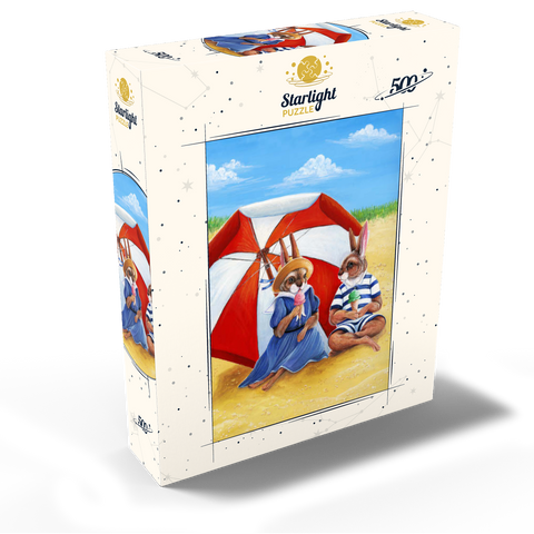 Beach Bunnies - Vintage-Inspired Animal Illustration 500 Jigsaw Puzzle box view2