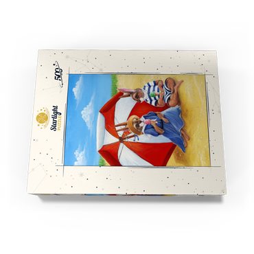 Beach Bunnies - Vintage-Inspired Animal Illustration 500 Jigsaw Puzzle box view3