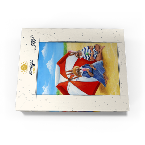 Beach Bunnies - Vintage-Inspired Animal Illustration 500 Jigsaw Puzzle box view3