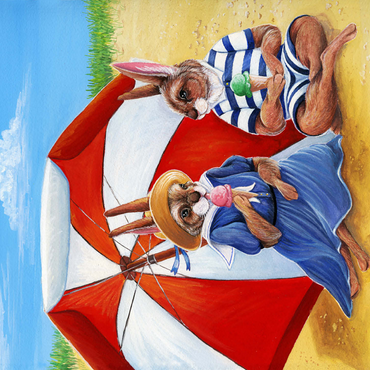 Beach Bunnies - Vintage-Inspired Animal Illustration 500 Jigsaw Puzzle 3D Modell