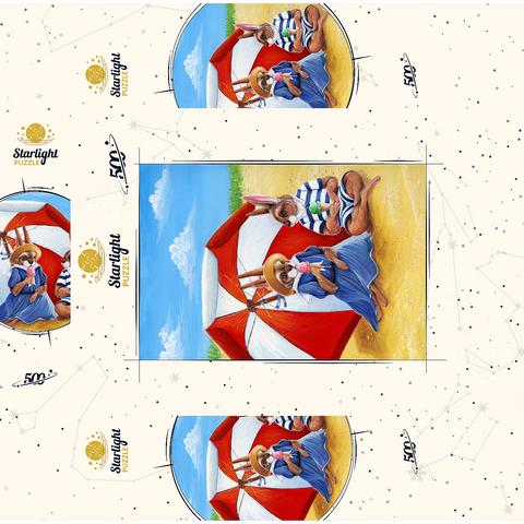 Beach Bunnies - Vintage-Inspired Animal Illustration 500 Jigsaw Puzzle box 3D Modell