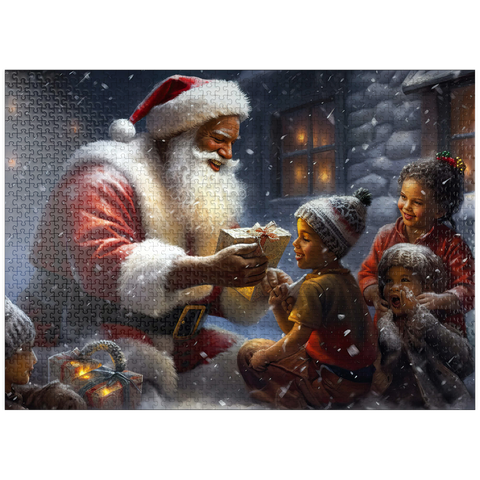 puzzleplate Santa Sharing Gifts with Joyful Children 1000 Jigsaw Puzzle