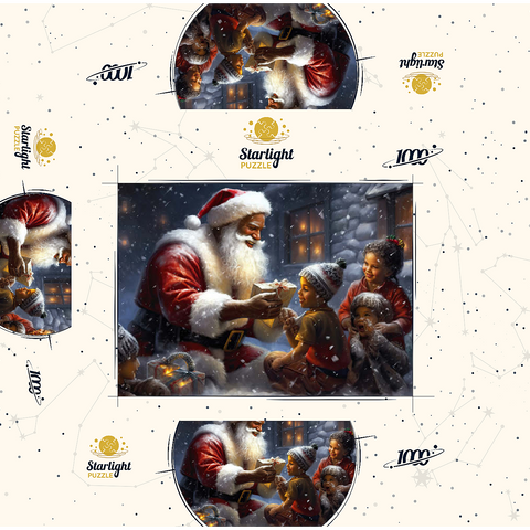 Santa Sharing Gifts with Joyful Children 1000 Jigsaw Puzzle box 3D Modell