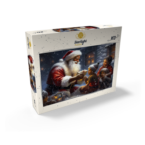 Santa Sharing Gifts with Joyful Children 100 Jigsaw Puzzle box view2