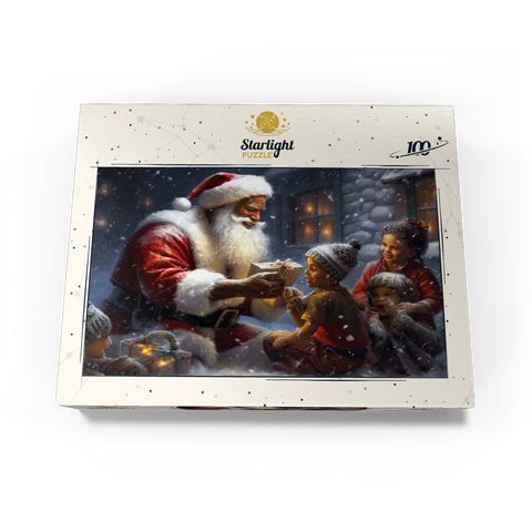 Santa Sharing Gifts with Joyful Children 100 Jigsaw Puzzle box view3