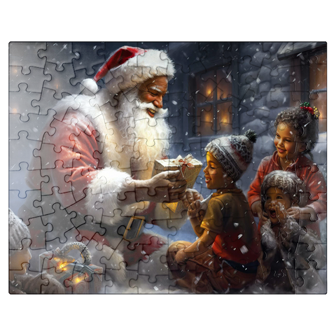 puzzleplate Santa Sharing Gifts with Joyful Children 100 Jigsaw Puzzle
