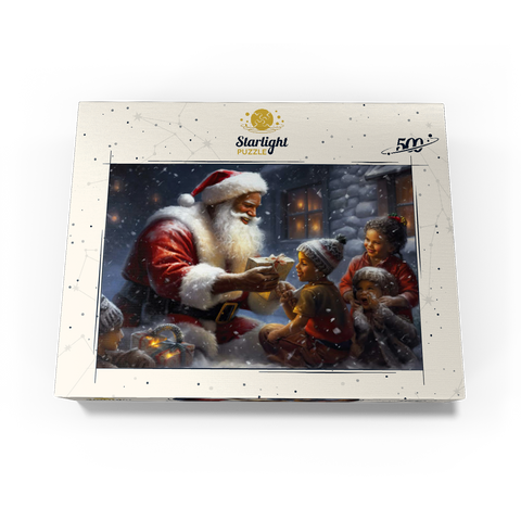Santa Sharing Gifts with Joyful Children 500 Jigsaw Puzzle box view3