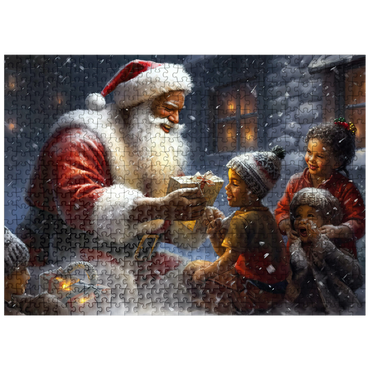puzzleplate Santa Sharing Gifts with Joyful Children 500 Jigsaw Puzzle