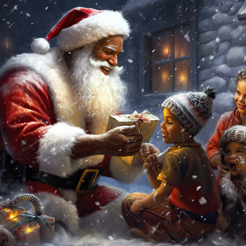 Santa Sharing Gifts with Joyful Children 500 Jigsaw Puzzle 3D Modell