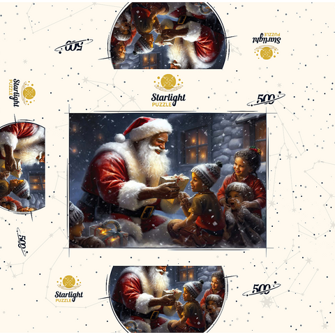 Santa Sharing Gifts with Joyful Children 500 Jigsaw Puzzle box 3D Modell