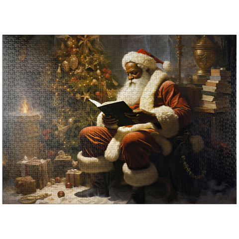 puzzleplate Santa Reading by Christmas Tree 1000 Jigsaw Puzzle