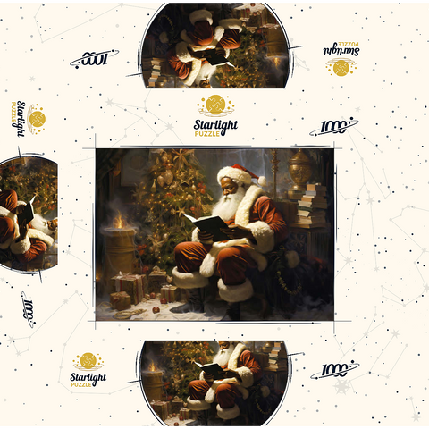 Santa Reading by Christmas Tree 1000 Jigsaw Puzzle box 3D Modell