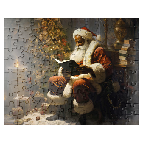 puzzleplate Santa Reading by Christmas Tree 100 Jigsaw Puzzle