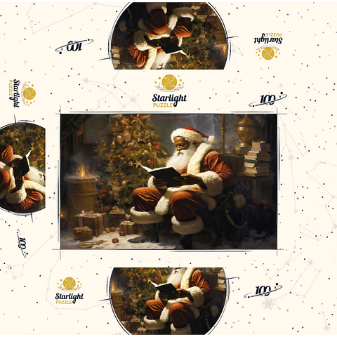 Santa Reading by Christmas Tree 100 Jigsaw Puzzle box 3D Modell