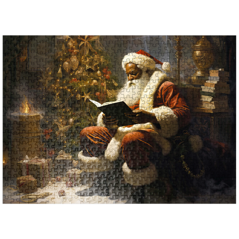 puzzleplate Santa Reading by Christmas Tree 500 Jigsaw Puzzle