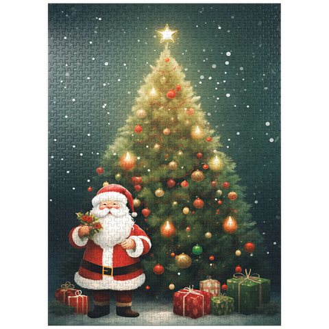 puzzleplate Santa with Christmas Tree and Gifts 1000 Jigsaw Puzzle