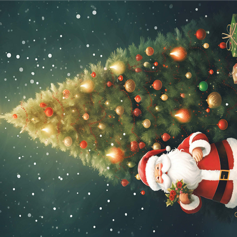 Santa with Christmas Tree and Gifts 1000 Jigsaw Puzzle 3D Modell