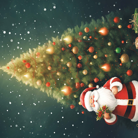 Santa with Christmas Tree and Gifts 500 Jigsaw Puzzle 3D Modell