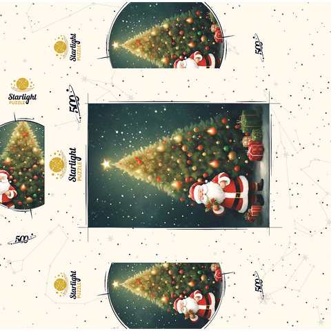 Santa with Christmas Tree and Gifts 500 Jigsaw Puzzle box 3D Modell