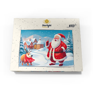 Santa and Reindeer in Winter Village 1000 Jigsaw Puzzle box view3