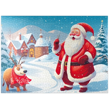 puzzleplate Santa and Reindeer in Winter Village 1000 Jigsaw Puzzle