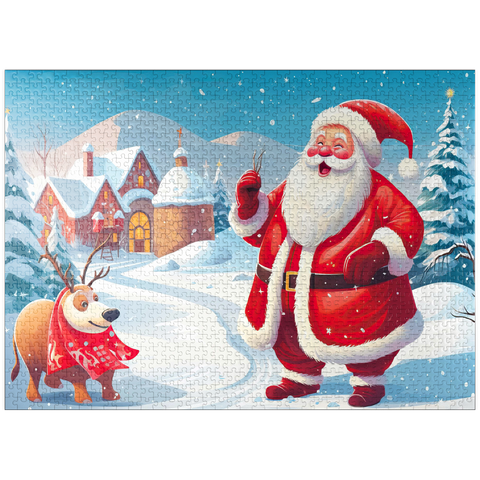 puzzleplate Santa and Reindeer in Winter Village 1000 Jigsaw Puzzle