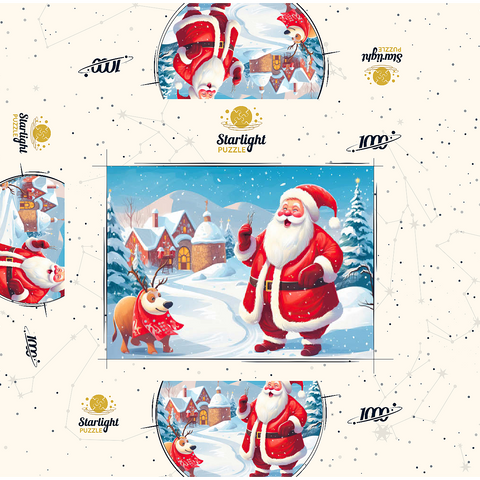Santa and Reindeer in Winter Village 1000 Jigsaw Puzzle box 3D Modell