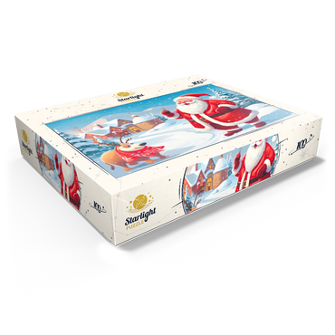 Santa and Reindeer in Winter Village 100 Jigsaw Puzzle box view1