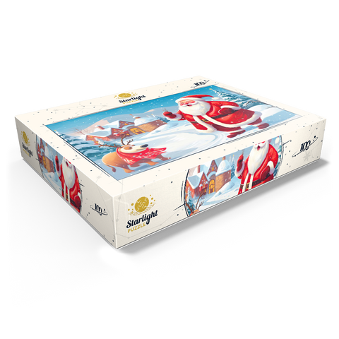 Santa and Reindeer in Winter Village 100 Jigsaw Puzzle box view1