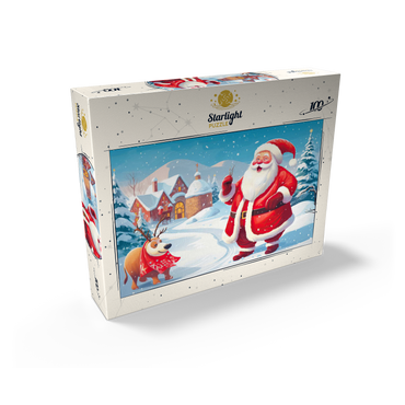 Santa and Reindeer in Winter Village 100 Jigsaw Puzzle box view2