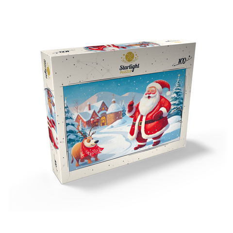 Santa and Reindeer in Winter Village 100 Jigsaw Puzzle box view2